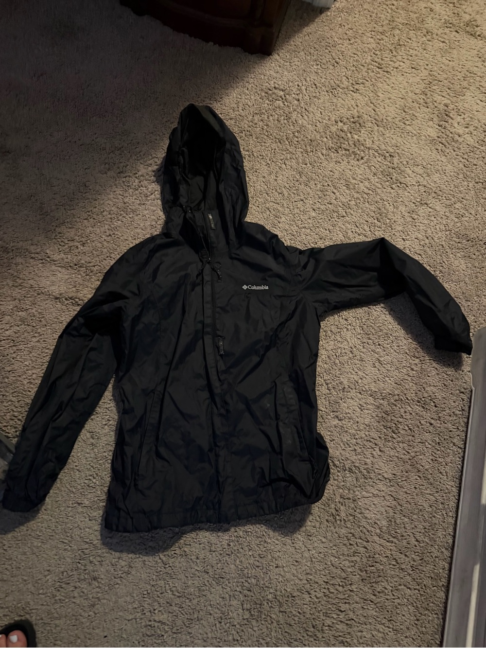Columbia Black Hooded Raincoat women